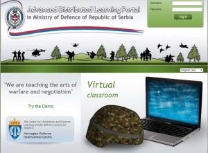 Image displaying a screen shot of the Advanced Distributed Learning Portal in Ministry of Defence of Republic of Serbia